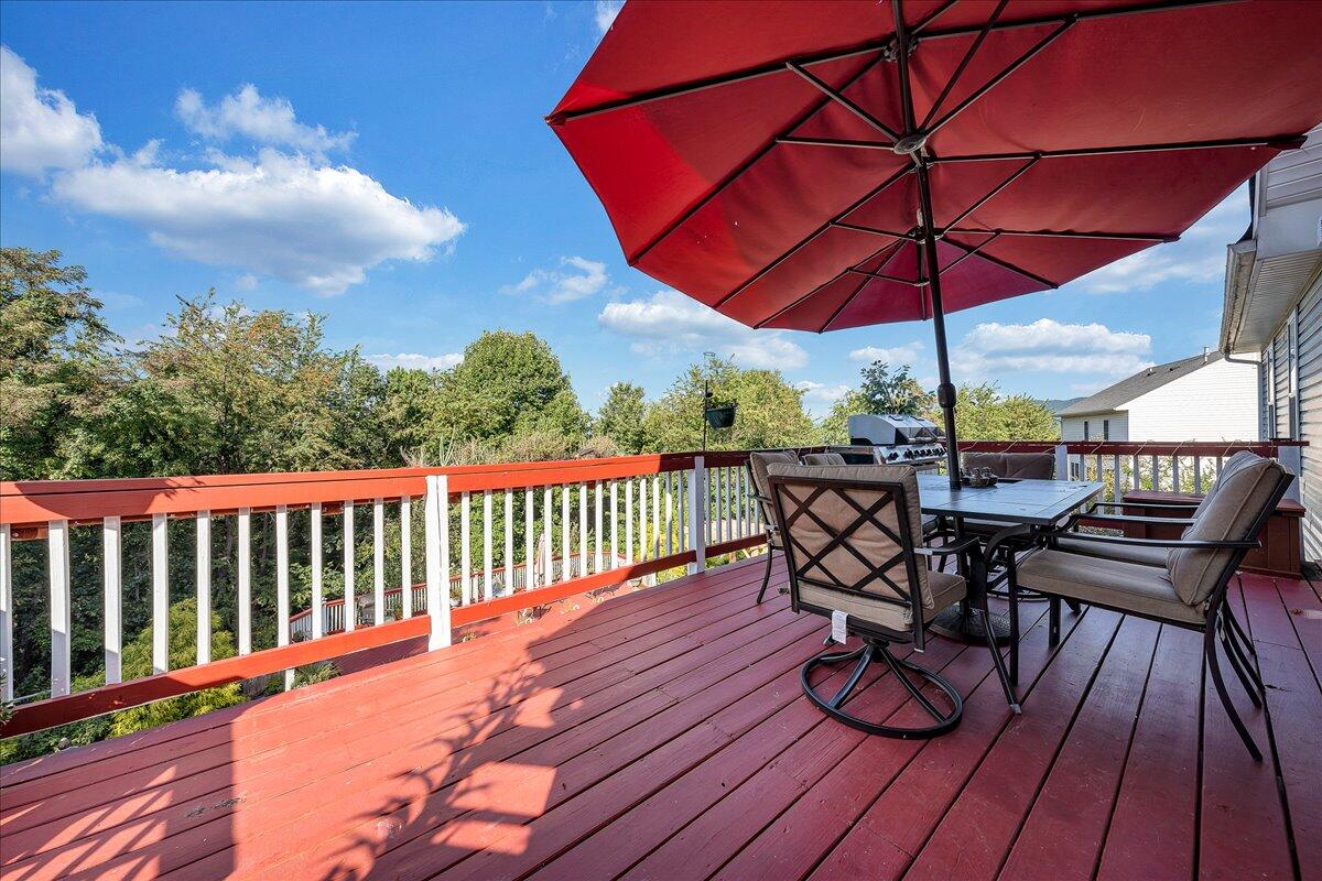532 Ray Street Roanoke, VA 24019 - Photo 32 of 38 a view of a roof deck with table and chairs under an umbrella