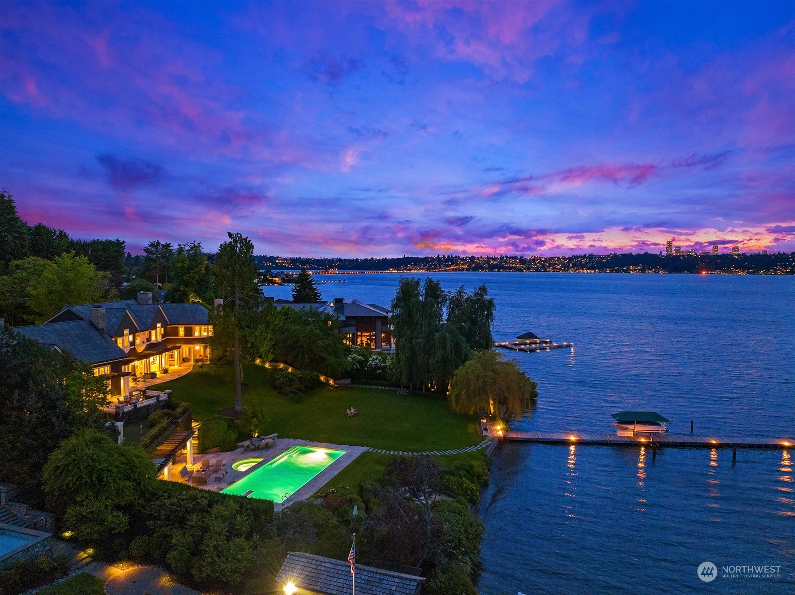 7002 North Mercer Way Mercer Island, WA 98040 - Photo 34 of 34 view of a lake with outdoor seating