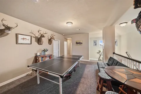 a living room with table
