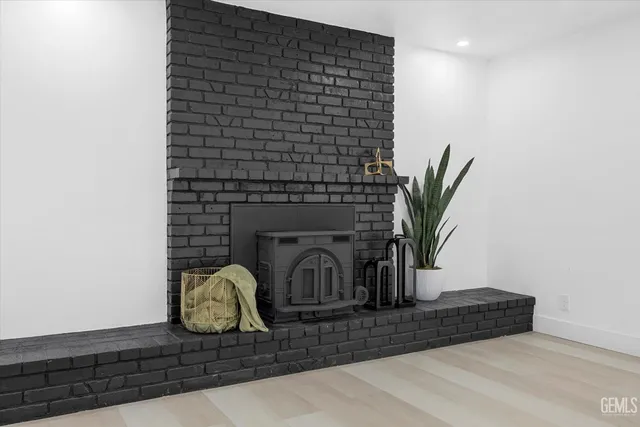 a close view of dining table with chair