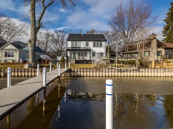 a front view of a building with street