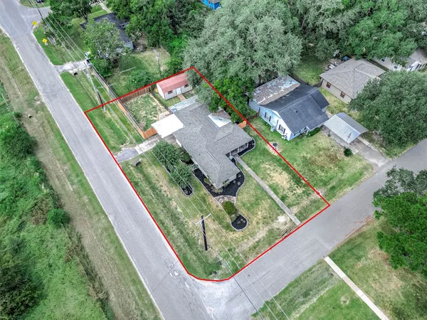 an aerial view of a house