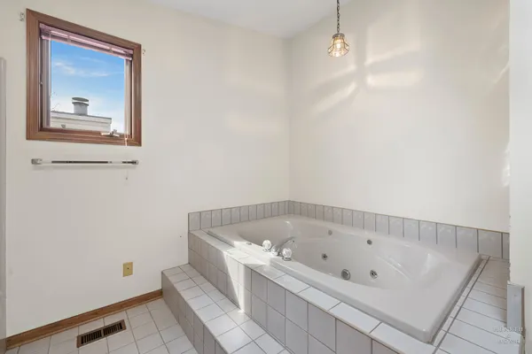 a bathroom with a bathtub