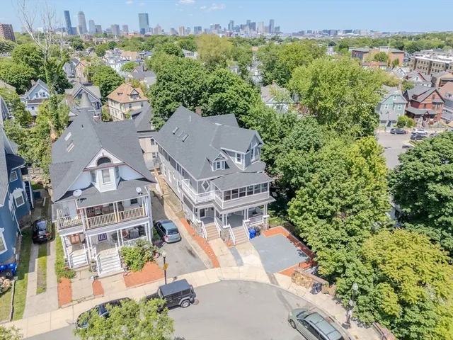 an aerial view of a house