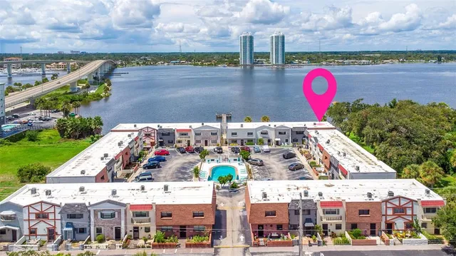 an aerial view of a house