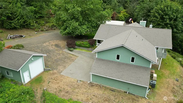 an aerial view of a house