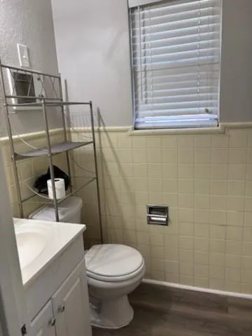 a bathroom with a toilet a sink and mirror