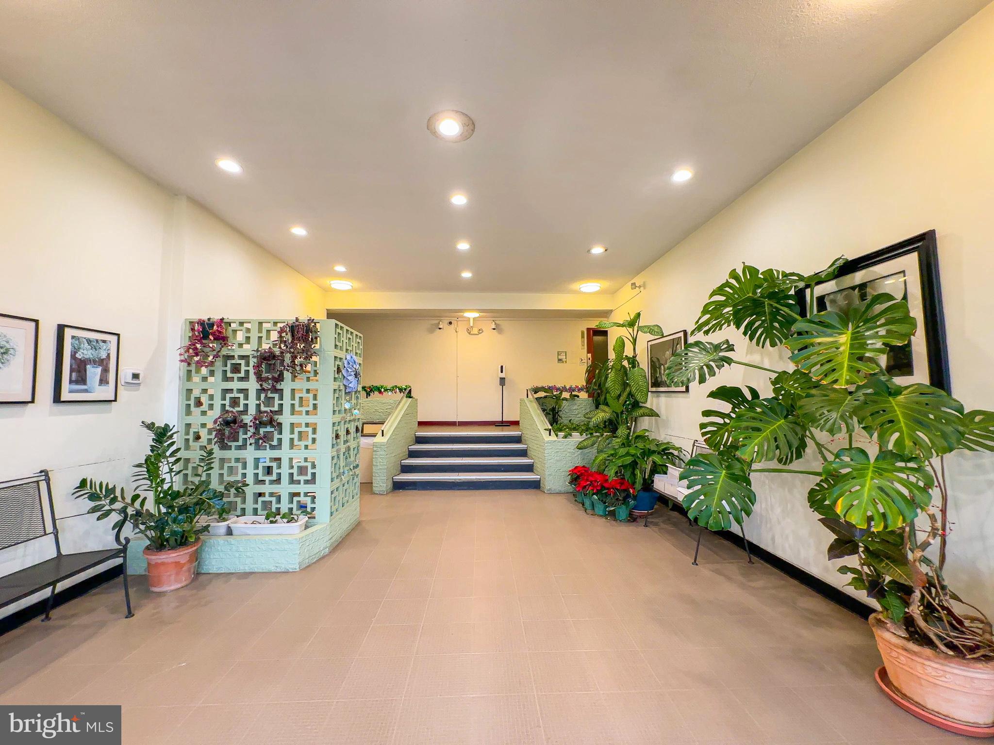 614 Sligo Avenue, Unit 405 Silver Spring, MD 20910 - Photo 7 of 29 a hallway with a bunch of flower plants