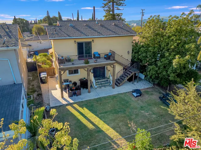 an aerial view of a house