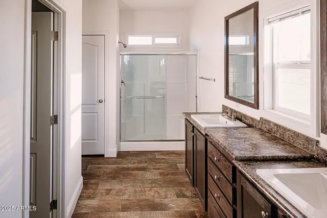 an empty room with windows