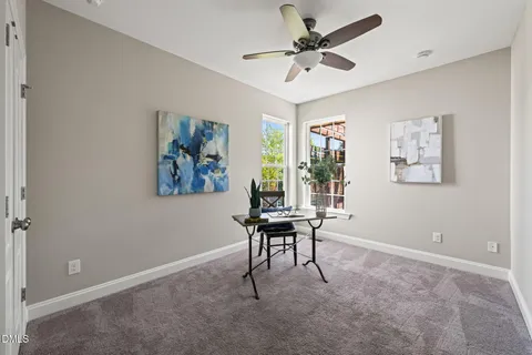 a room with a white wall and a potted plant