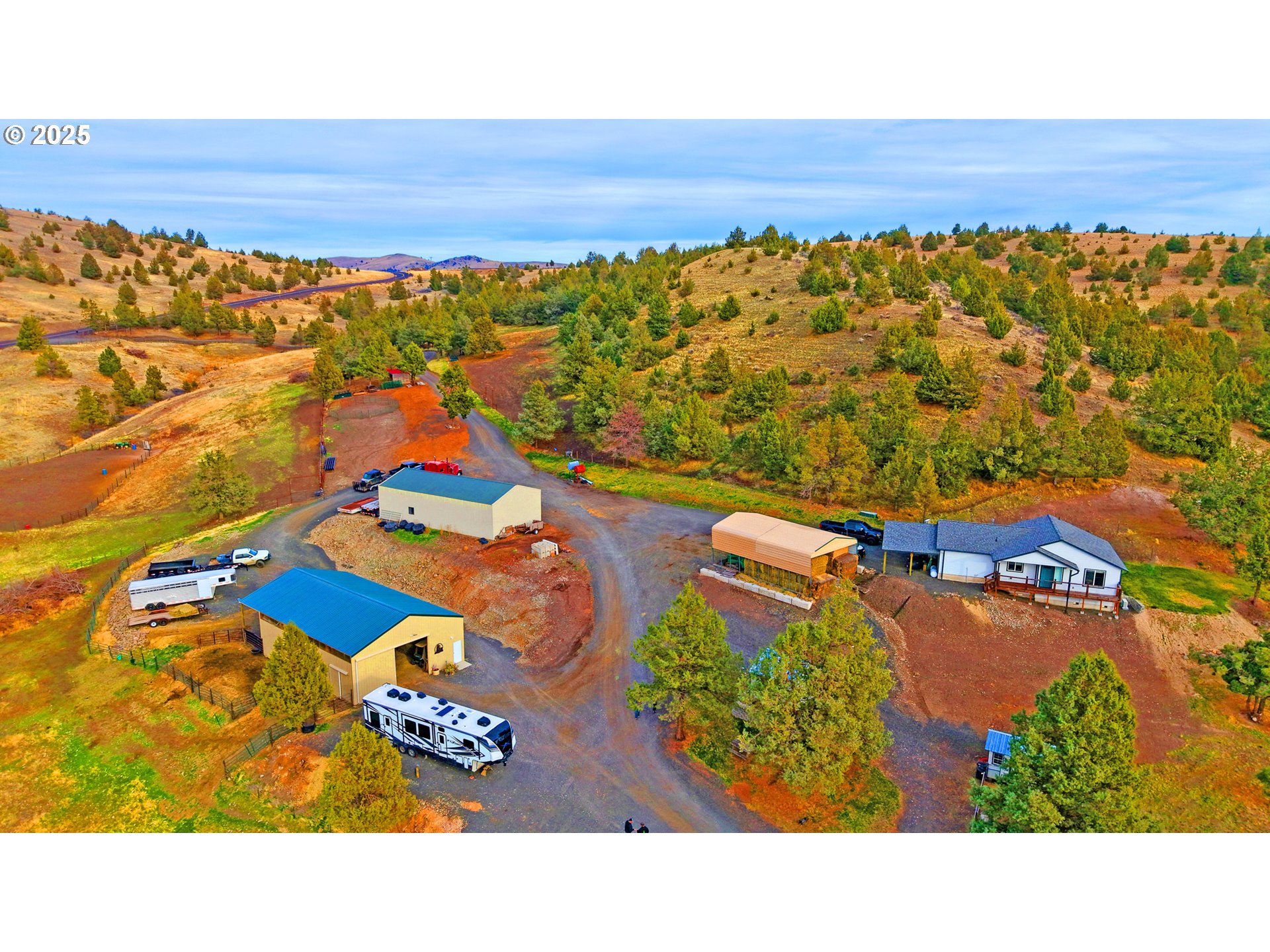 46457 Highway 218 Fossil, OR 97830 - Photo 4 of 45 an aerial view of a house with a ocean view