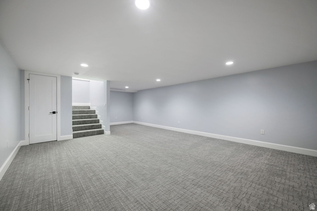 476 Spring Drive Toquerville, UT 84774 - Photo 60 of 95 Finished basement with light colored carpet and recessed lighting