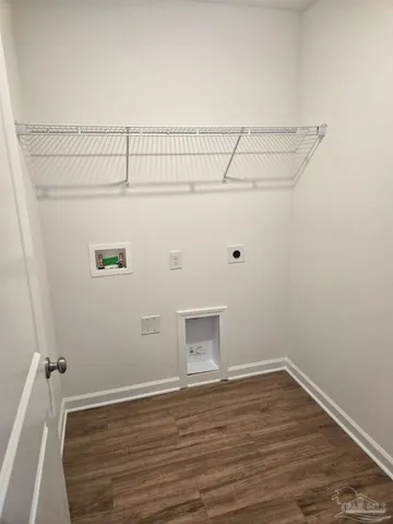 a view of a room with racks on the wall