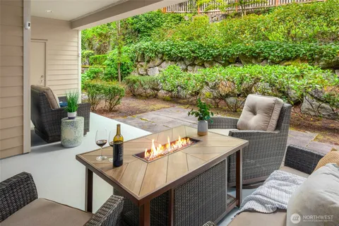 a view of an outdoor space with seating