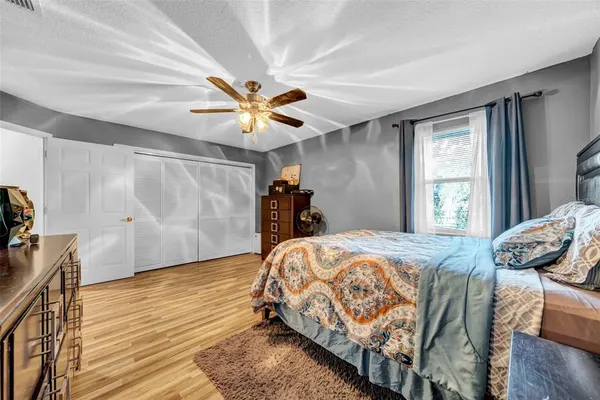 a living room with patio furniture and a potted plants