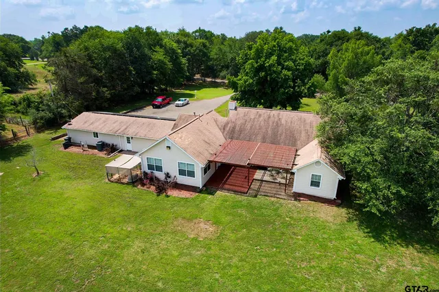 an aerial view of a house