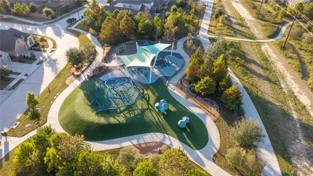 an aerial view of a house