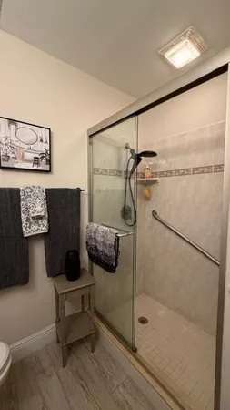 a bathroom with a shower