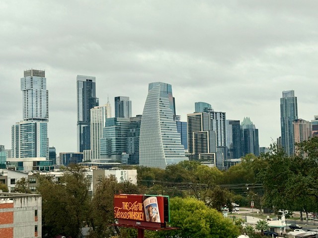 View of city skyline from your front door.