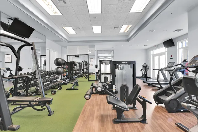 a view of a room with gym equipment
