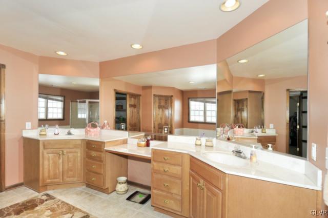 389 Winter Springs Road Nazareth, PA 18064 - Photo 24 of 37 a bathroom with a sink mirror and a bath tub