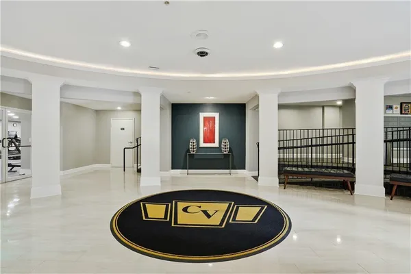 a living room with furniture