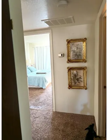 a view of a hallway with front door