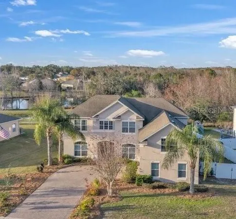 an aerial view of a house