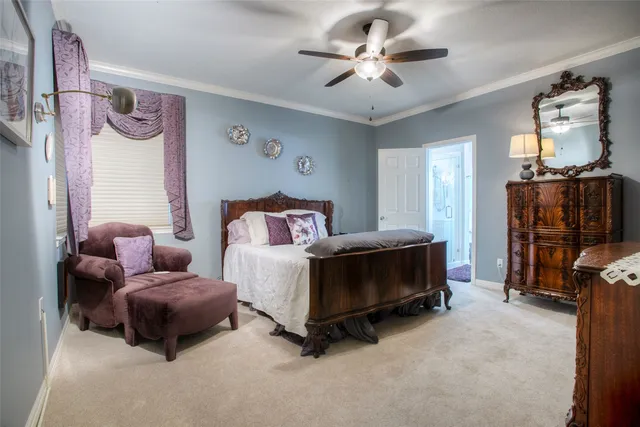 a bedroom with a bed and furniture