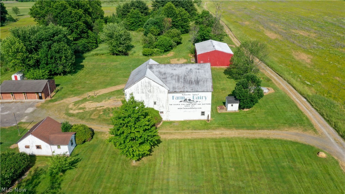 461 South Salem-Warren Road North Jackson, OH 44451 - Photo 3 of 50 Drone Shot of Barn, In Law Mini-Home, and 40' x 60' Steel Outbuilding!