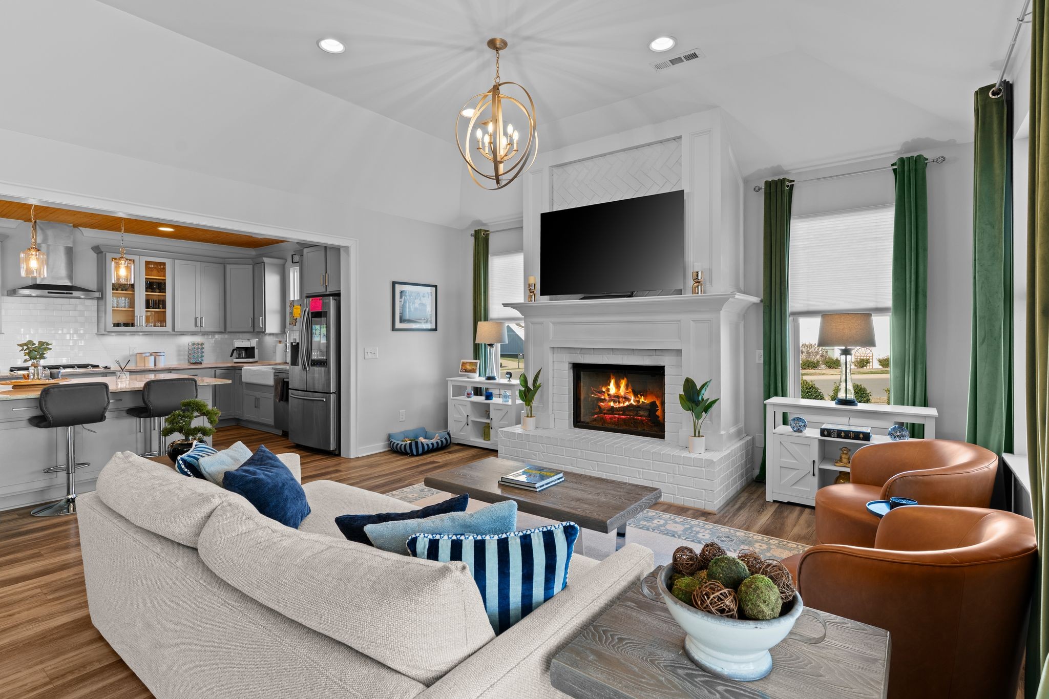 257 Croft Way Mount Juliet, TN 37122 - Photo 14 of 47 a living room with furniture a flat screen tv and a fireplace