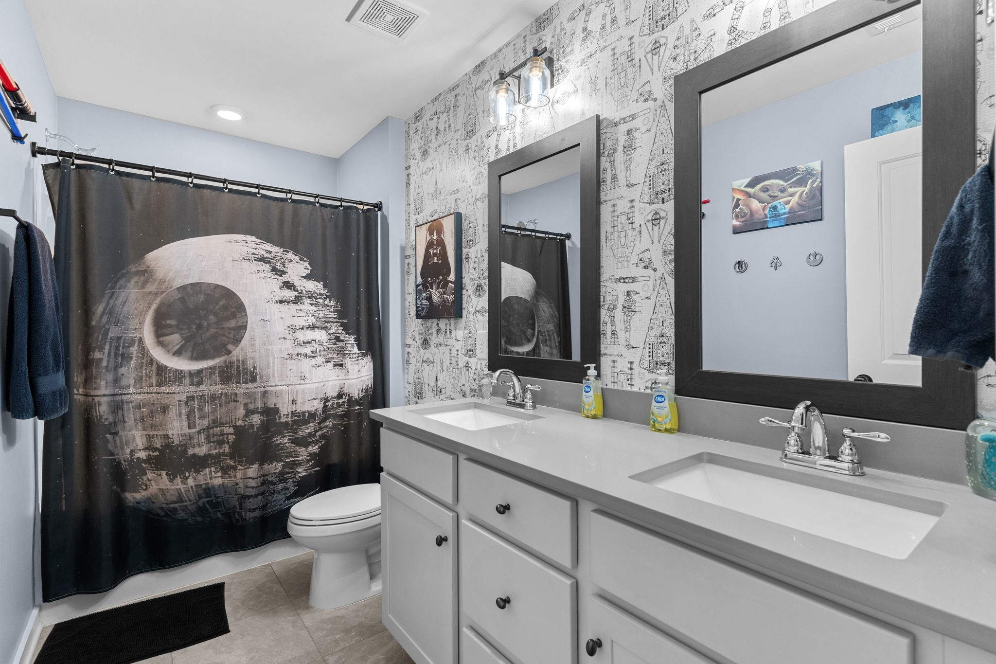 257 Croft Way Mount Juliet, TN 37122 - Photo 29 of 47 a bathroom with a granite countertop sink mirror toilet and shower