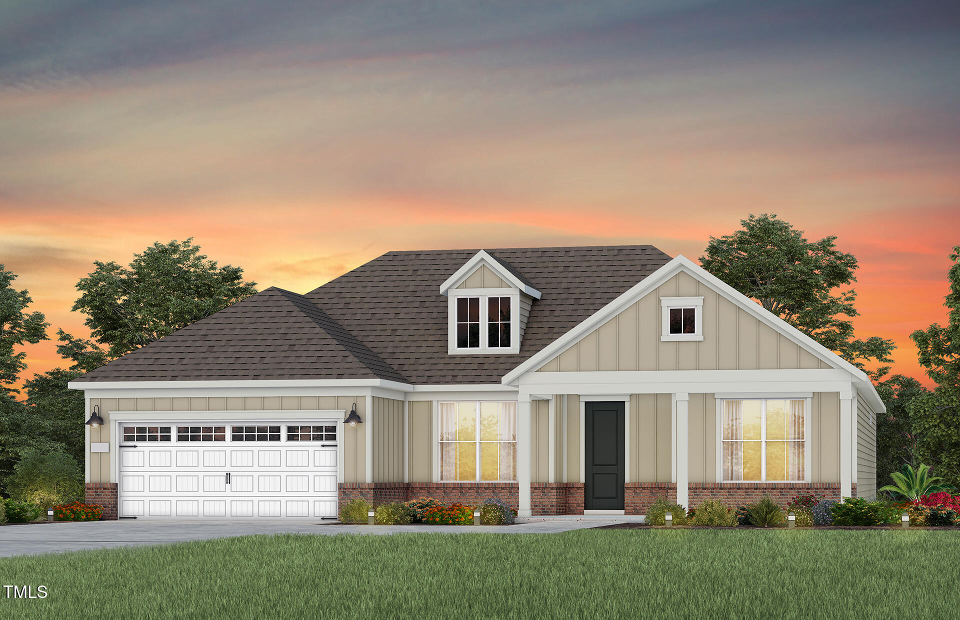 front view of a house with a yard