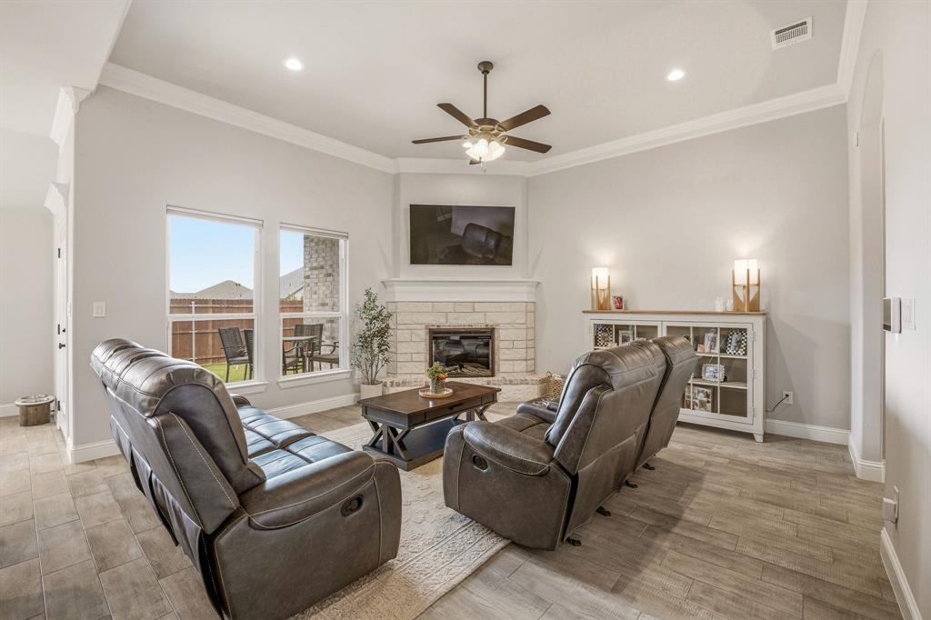 601 Violet Tolar, TX 76476 - Photo 3 of 26 a living room with furniture and a fireplace