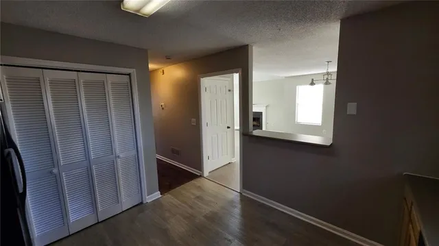 an empty room with windows