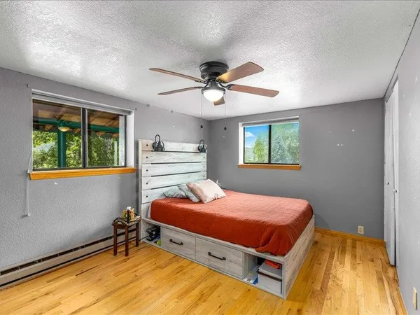 an empty room with windows