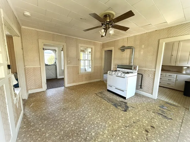 a view of a livingroom with a chandelier