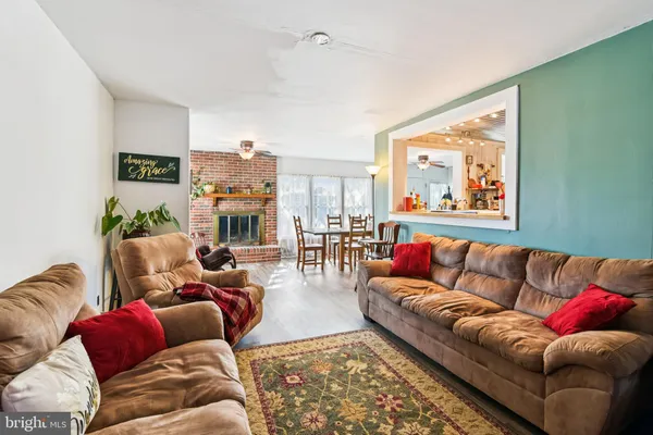a living room with furniture and a couch
