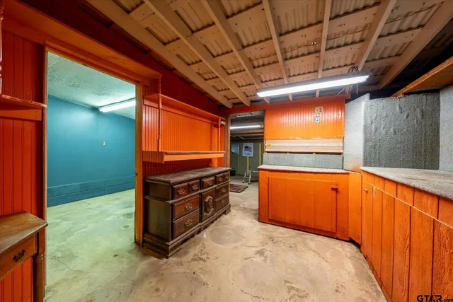 a bathroom with a bathtub