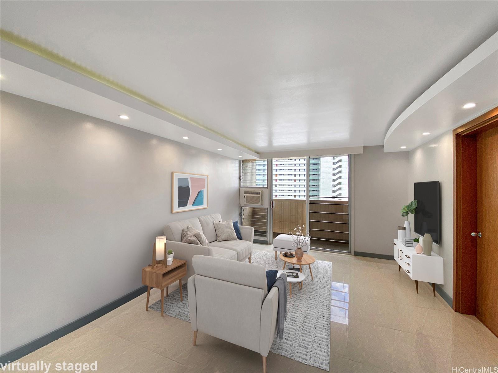 a living room with furniture and a flat screen tv