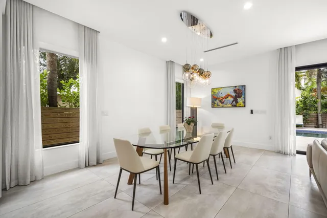 a view of a balcony with wooden floor