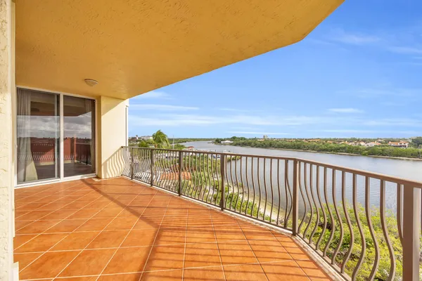 a view of a lake with a city