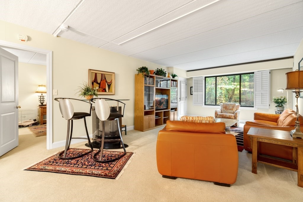 1500 Worcester Road, Unit 321 Framingham, MA 01702 - Photo 11 of 42 a living room with furniture a large window and gym equipment