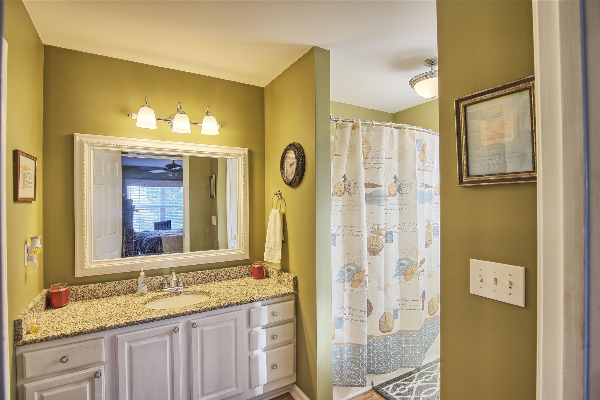 7511 Cherokee Hills Road Fairview, TN 37062 - Photo 11 of 18 a bathroom with a granite countertop sink and a mirror
