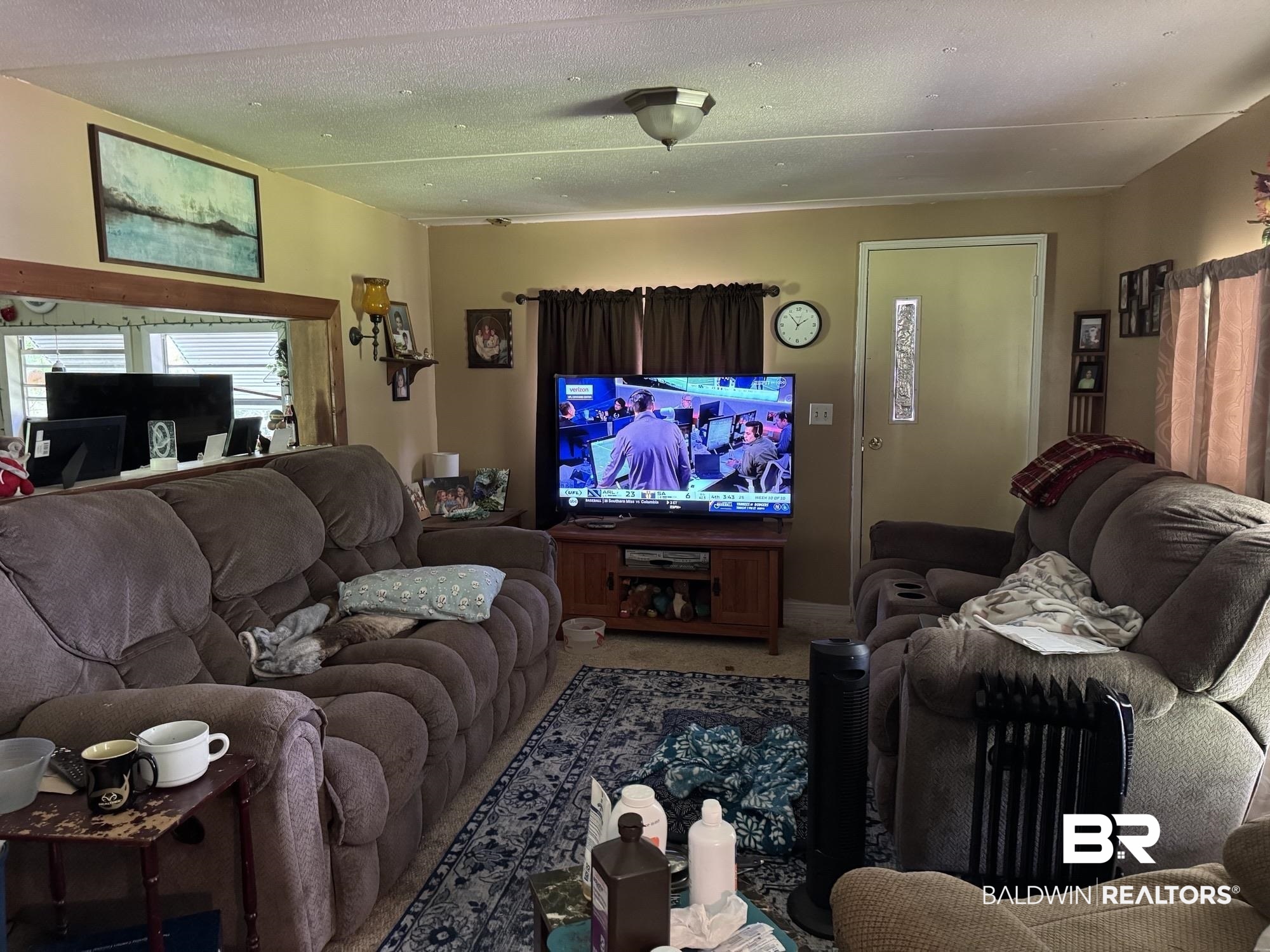 View of carpeted living area