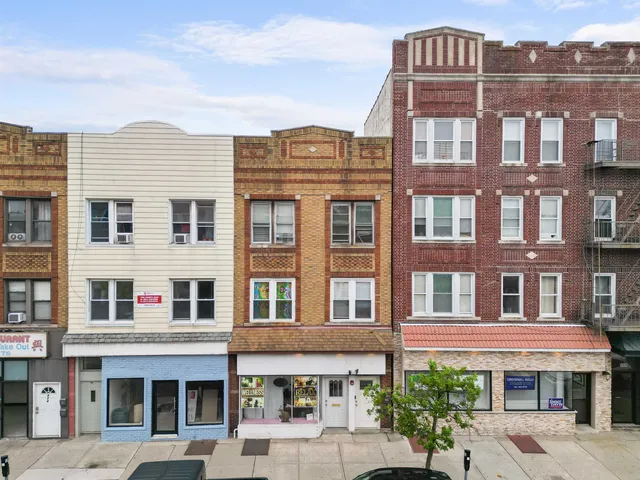 a front view of a multi story building