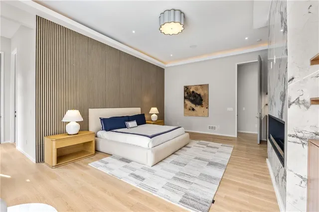 a living room with furniture and large window