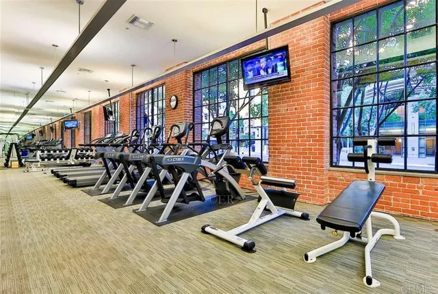 a view of a room with gym equipment