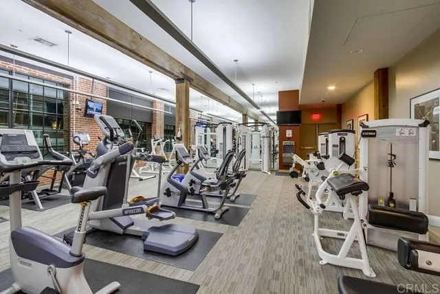 a view of a room with gym equipment